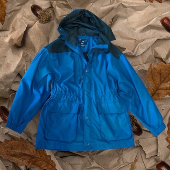 Port Authority gorpcore full length bungee cord adjustable blue hooded jacket S - Picture 12 of 13